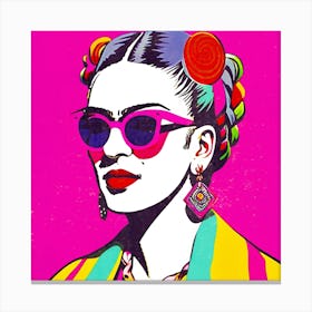 The Pink Portrait Of Frida Kahlo Canvas Print
