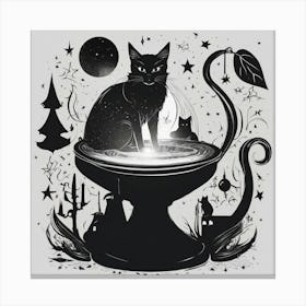 Cat In A Bowl Canvas Print