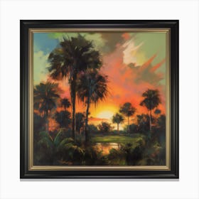 Sunset Palm Trees 1 Canvas Print