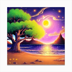 Tree At Night Canvas Print