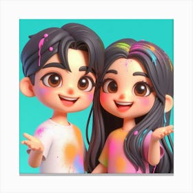 Holi Couple Canvas Print