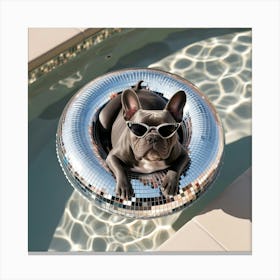 French Bulldog In Pool Canvas Print