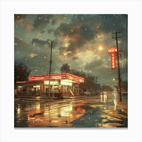 Rainy Night At The Diner Canvas Print