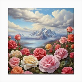 Roses In The Mountains Canvas Print