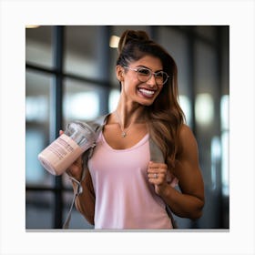 Woman Holding A Protein Shake Canvas Print