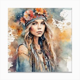 The art of Boho crown roses Canvas Print