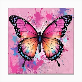 Butterfly On A Pink Background 3 Canvas Print