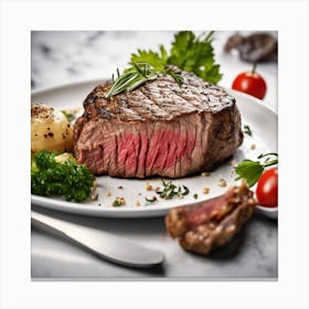 Steak On A Plate Canvas Print