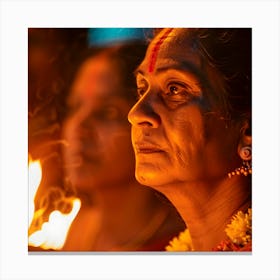 Hindu Woman Holding A Candle Canvas Print