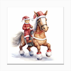 Santa Riding A Horse Canvas Print