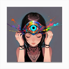 Girl With A Rainbow Eye Canvas Print