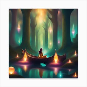 Meditating Girl In The Forest Canvas Print