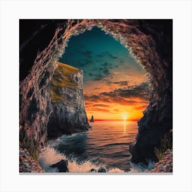 Sunset In A Cave Canvas Print