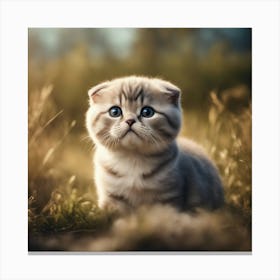 A Cute Scottish Fold Kitty, Pixar Style, Watercolor Illustration Style 8k, Png (17) Canvas Print