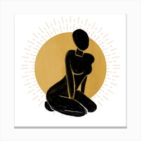 Woman In Black And Gold Canvas Print