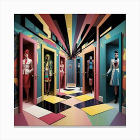 A Vibrant Surreal Illustration Of A Hallway Where Imofwcpfqqubu9q 95ceza Vo2z0g9prvacrecuwkljsq Canvas Print