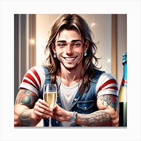 Man With Tattoos And Glasses Canvas Print