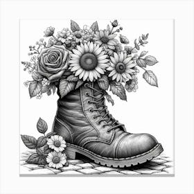 An old boot filled with flowers 3 Canvas Print