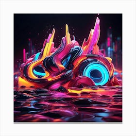 Neon Abstract Art Canvas Print