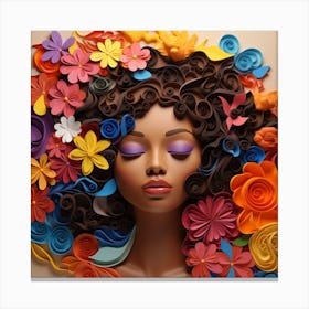 Afro-American Woman With Flowers 1 Canvas Print