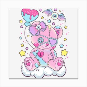 Limited Edition Kawaii Pastel Goth Cute Creepy Bear Canvas Print