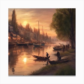 Sunset By The River Canvas Print
