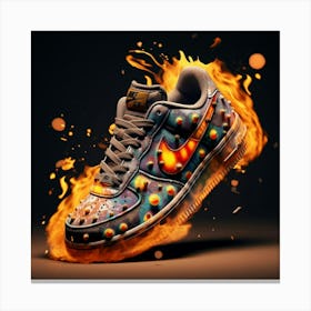 Fire Nike Air Force 1 Canvas Print