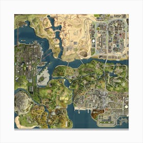 Map Illustration Gta Canvas Print