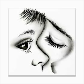Mother And Daughter Kissing Canvas Print