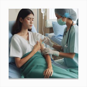 Asian Woman Getting An Injection In Hospital Canvas Print