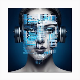 Futuristic Woman With Headphones 2 Canvas Print