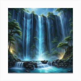 Waterfall At Night 18 Canvas Print