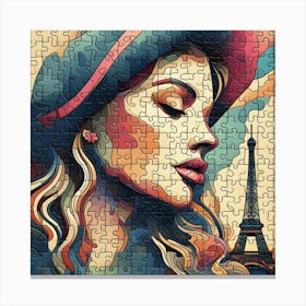 Abstract Puzzle Art French woman 3 Canvas Print