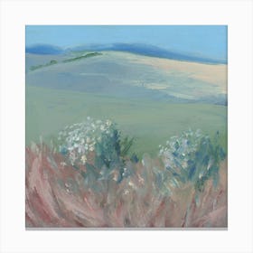 Bushes In A Steppe - landscape impressionism square nature hand painted green Canvas Print