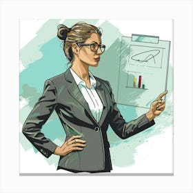 Businesswoman Pointing At A Chart Canvas Print