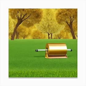 Gold Paper Roll In The Grass Canvas Print