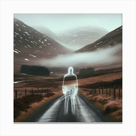 Person On A Road Canvas Print