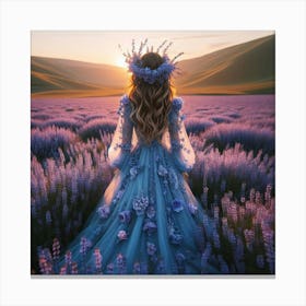 Girl In A Lavender Field Canvas Print