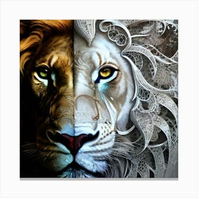 Two Lions 3 Canvas Print