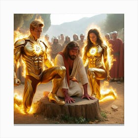 Jesus and his Leo Protectors #1 Canvas Print