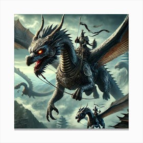 A Powerful Scene Depicting The Dragon Riders Of Th Canvas Print