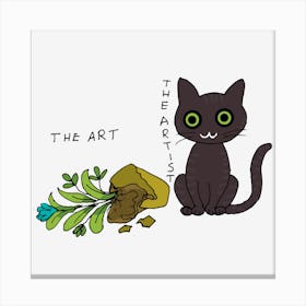 Artist Black Cat And His Artistic Talent Canvas Print