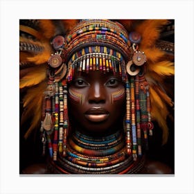 African tribal Woman With ceremonial grab Canvas Print