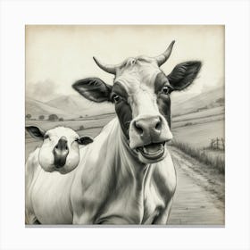 Cow And Sheep Canvas Print