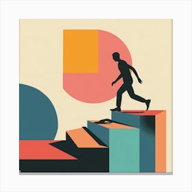 Silhouette Of A Man Walking Up Stairs Canvas Print