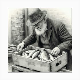 Fisherman At The Fish Market Canvas Print