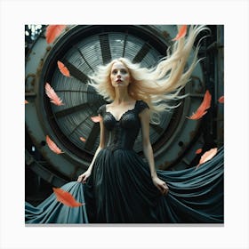 Steampunk Girl In Black Dress Canvas Print