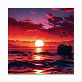 Sailboat At Sunset 7 Canvas Print