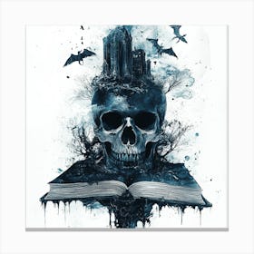 Skull And Book Canvas Print