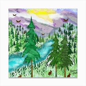 Watercolor Of A Forest Canvas Print